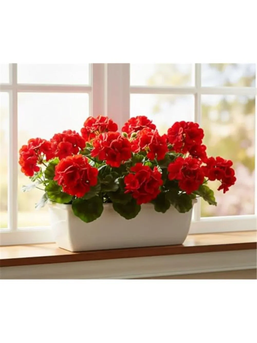 Artificial Geranium Flowers Faux Outdoor Potted Plants UV Resistant Set Of 2
